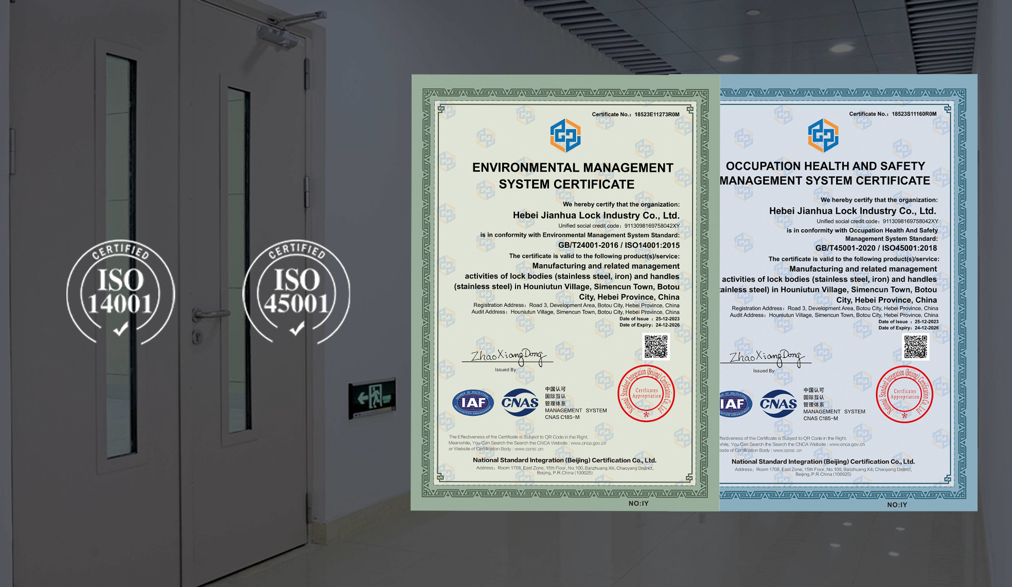 DIROCK DOOR HARDWARE Achieves ISO14001 and ISO45001 Certification, Committed to Environmental and Occupational Health & Safety