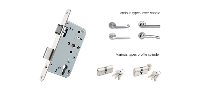 Mute Mortise lock set with Lever handle and Profile cylidner