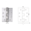 Dimension of DIROCK 4 inch stainless steel fire door hinge